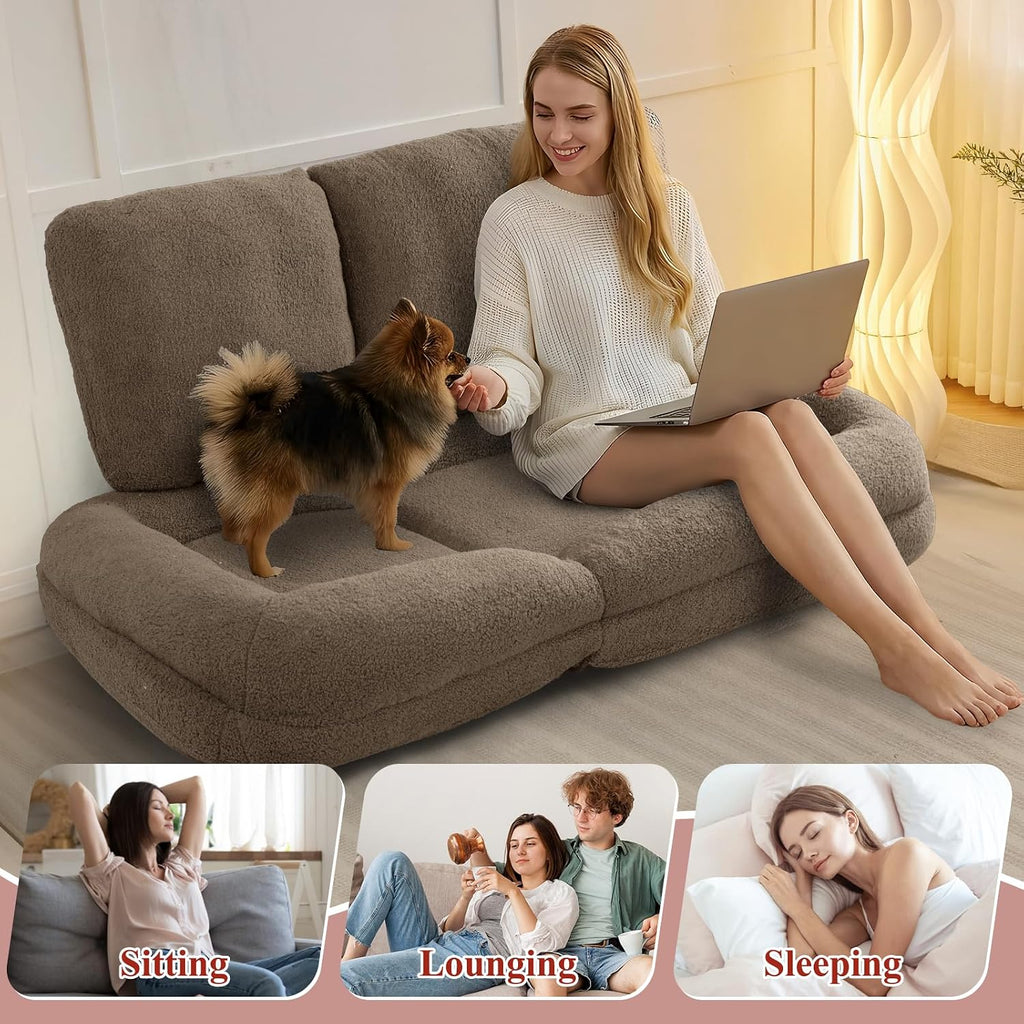 Human Dog Bed, Lazy Sofa Couch, Plush Floor Gaming Chair,5 Adjustable Position, sit, Sleep, fold, Suit to Put in Bedroom, Living Room,Space Saving Design, Taupe - Image 6