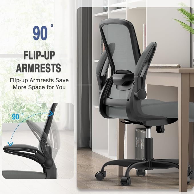 Mimoglad Ergonomic Office Chair - Desk Chair with Flip-up Armrests & 135° Recline, Adjustable Lumbar Support - Space-Saving Task Chair for Business/Team Office & Home | Supports 300 lbs · Seat 19.48"–23.4" · Breathable mesh · 20–30 min assembly · 5-yea... - Image 7