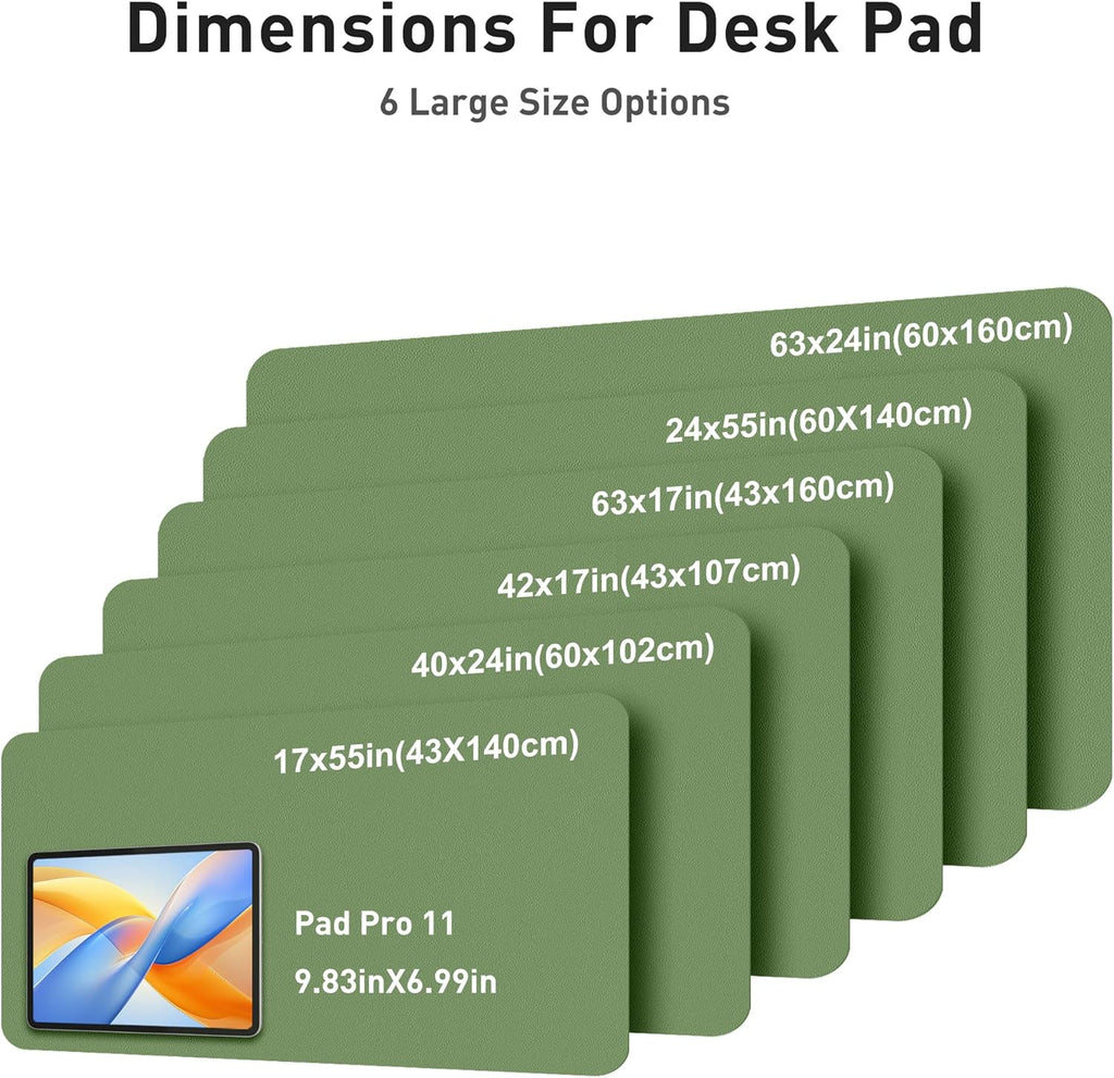 Aothia Faux Leather Desk Mat - Large Mouse Pad, Non-Slip PU Leather Blotter, Waterproof Writing Surface for Office and Home (Olive Green, 63" x 17") - Image 5
