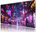 Cyberpunk Mouse Pad,XXL 35.4"x15.7" Big Gaming Mousepad,Japanese Streets Large Extended Mouse Mat,Non-Slip Rubber Base Waterproof with Stitched Edges for Gaming Office Home by HUNJIEEM