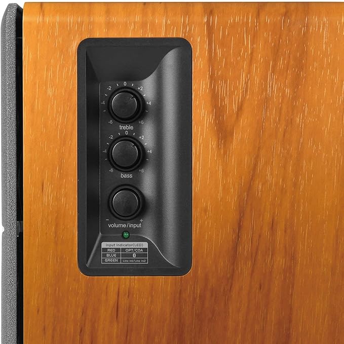 Edifier R1280DB Powered Bluetooth Bookshelf Speakers - Optical Input - Wireless Studio Monitors - 4 Inch Near Field Speaker - 42w RMS - Wood Grain - Image 3