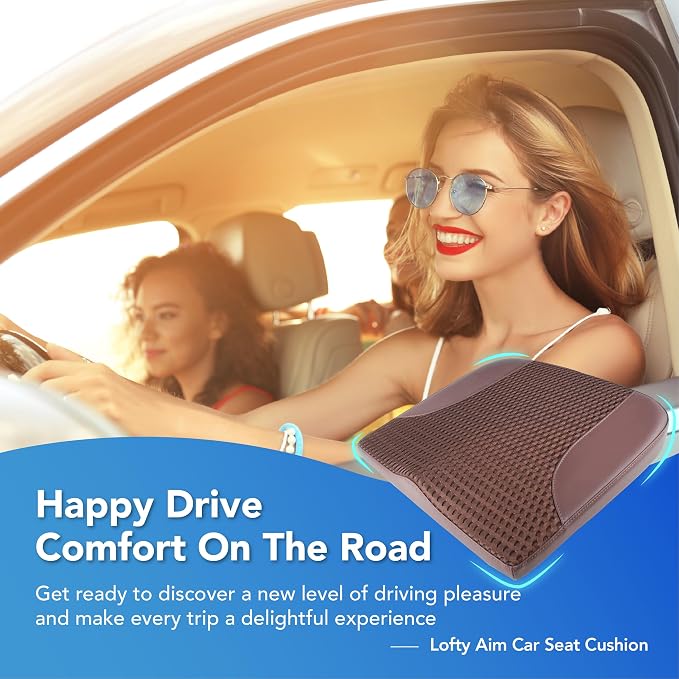 Lofty Aim Car Seat Cushion, Car Seat Pillow, Automotive Cushion | Memory Foam Car Seat Cushion for Long Driving, Butt Pillow for Pain Relief, Driver Seat Cushion for Car, Truck, Office, Brown - Image 2