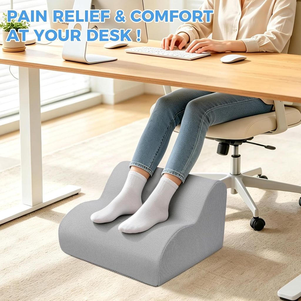 26D Foot Rest for Under Desk at Work, Ergonomic Memory Foam, Grey - Image 2