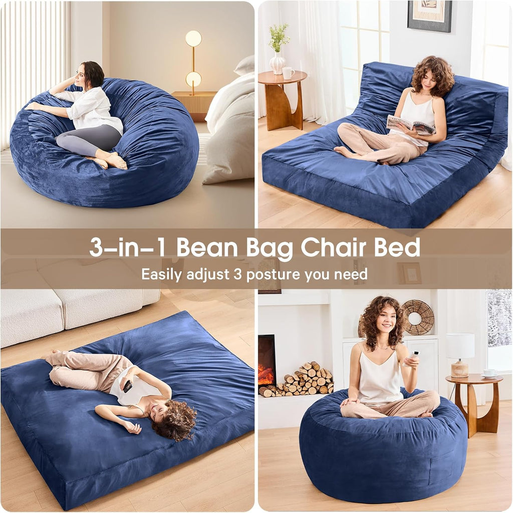 Bean Bag Chairs for Adults - Giant Bean Bag Convertible Floor Sofa - Image 7