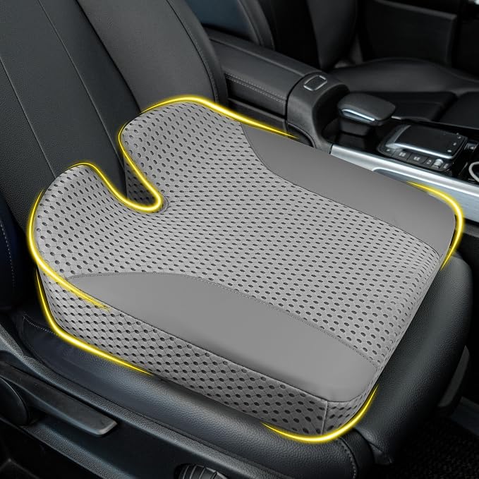 Lofty Aim Car Seat Cushion for Driving, Memory Foam Driver Seat Cushion | Car Seat Cushion for Long Driving Comfort, Driver Seat Pillow Adds Height and Support for Cars, Trucks, Office Chairs, Gray by LoftyAim