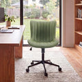 YOUNIKE Office Desk Chair with Wheels Armless Vanity Chair Modern Tan | Faux Leather Upholstered with Rocking Back, Swivel Height Adjustable Small Cute Computer Rolling Task Chair Ergonomic 300lb by YOUNIKE