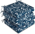 downluxe Outdoor Chair Cushions Set of 4, Waterproof 19" x 19" x 3" Patio Chair Cushion with Non-Slip Ties & Handle, Square Outdoor Cushion for Patio Furniture with Removable Cover, Blue Carp by Downluxe