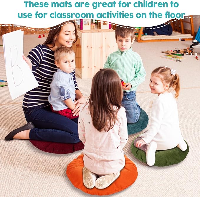 Fumete 24 Pcs Round Floor Cushions for Classroom Kids,Pastel Rainbow | 16 Inch Diameter, Students Flexible Seating Pillows, Home Daycare School Reading Yoga Meditation, Soft Cushioned - Image 6
