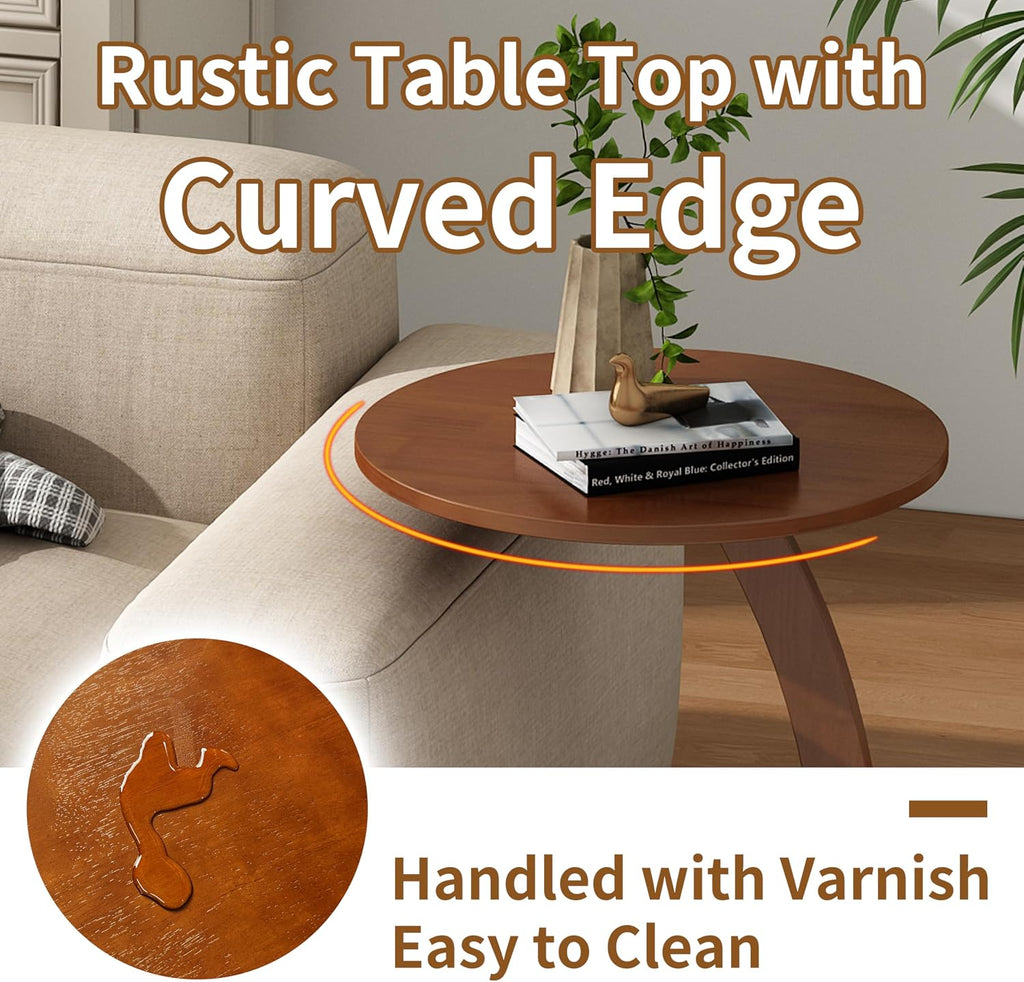 15" Couch Tables that Slide Under, Solid Wood C Shaped End Table - Image 7