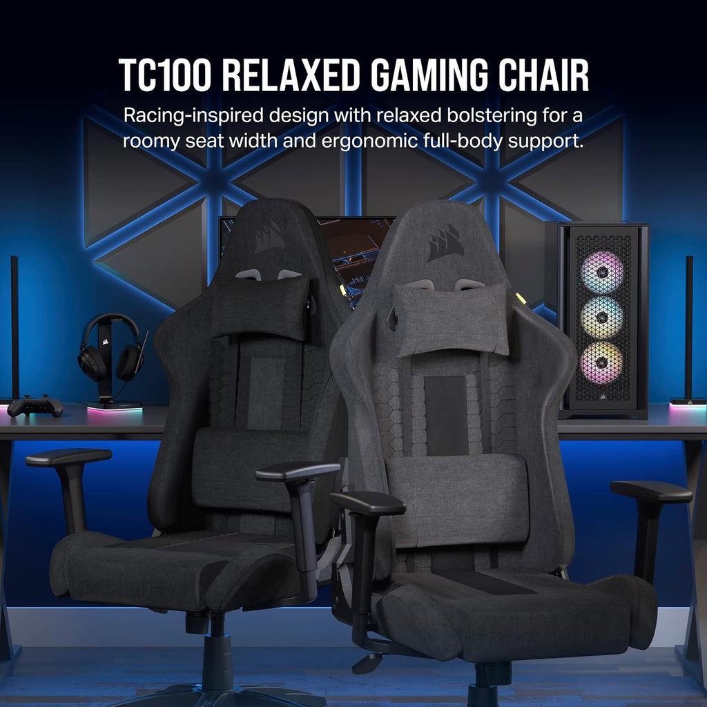 Corsair TC100 Relaxed Fabric Gaming Chair – Gray and Black - Image 3