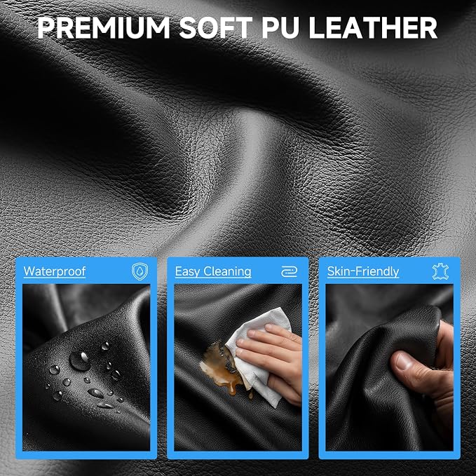 GTPLAYER Gaming Chair,Office Chair with Pocket Spring Lumbar Support, Ergonomic Comfortable Wide Office Desk Computer Chair with Outward Fixed Soft Armrests and Footrest (PU Leather, Black) - Image 7