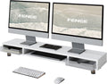 Fenge Dual Monitor Riser with 2 Drawers, 42.5in Long Desk Shelf, White by Fenge