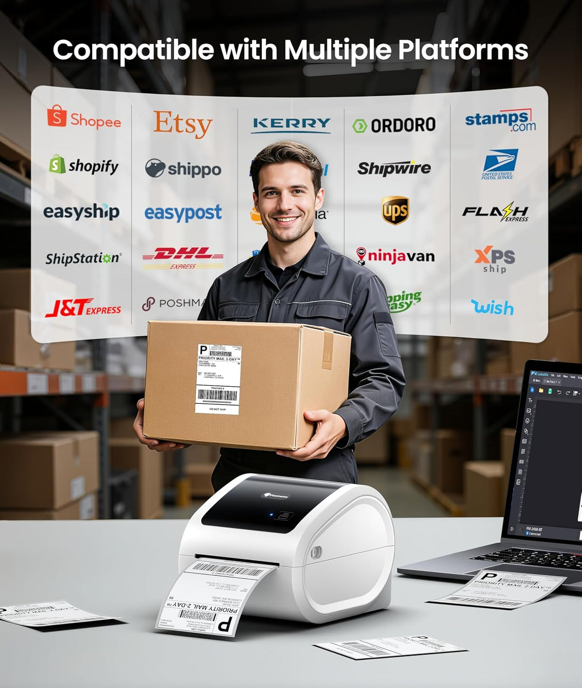 Phomemo 4x6 Shipping Label Printer 300DPI with 500 Pcs Labels - Image 6