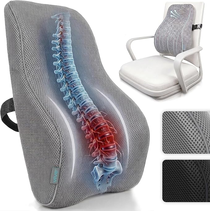Vive Full Lumbar Pillow - Memory Foam Contour Support Cushion for Lower Back Pain | Back Pain by Vive