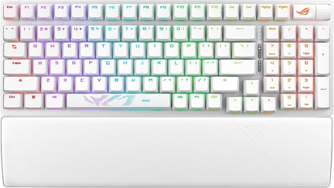 ASUS ROG Strix Scope II 96 Wireless Mechanical Gaming Keyboard – 96% Full-Size, Tri-Mode Connectivity, Hot Swappable Pre-lubed ROG NX Storm Clicky Switches, PBT Keycaps, RGB, PC/Mac Support - White by Unknown