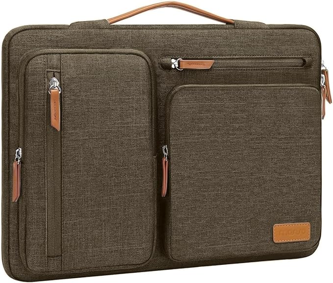 MOSISO 360 Protective Laptop Case 13.3 inch, 13-13.3 inch Laptop Sleeve | Compatible with MacBook Air/Pro 13 / Pro 14,HP Dell Acer ASUS, Side Open Carrying Case with 4 Zipper Pockets, Carob Brown by MOSISO