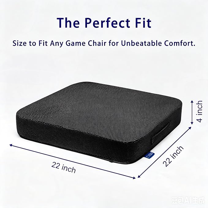 Ifoam Gel Infused Memory Foam Layer Wheelchair Cushion - Seat Cushion for Wheelchair-Office Chair, Kitchen Chair-Pressure Sore and Tailbone Pain Relief-High Dense Polyfoam Base (Black, 22×22×4 inch) - Image 2