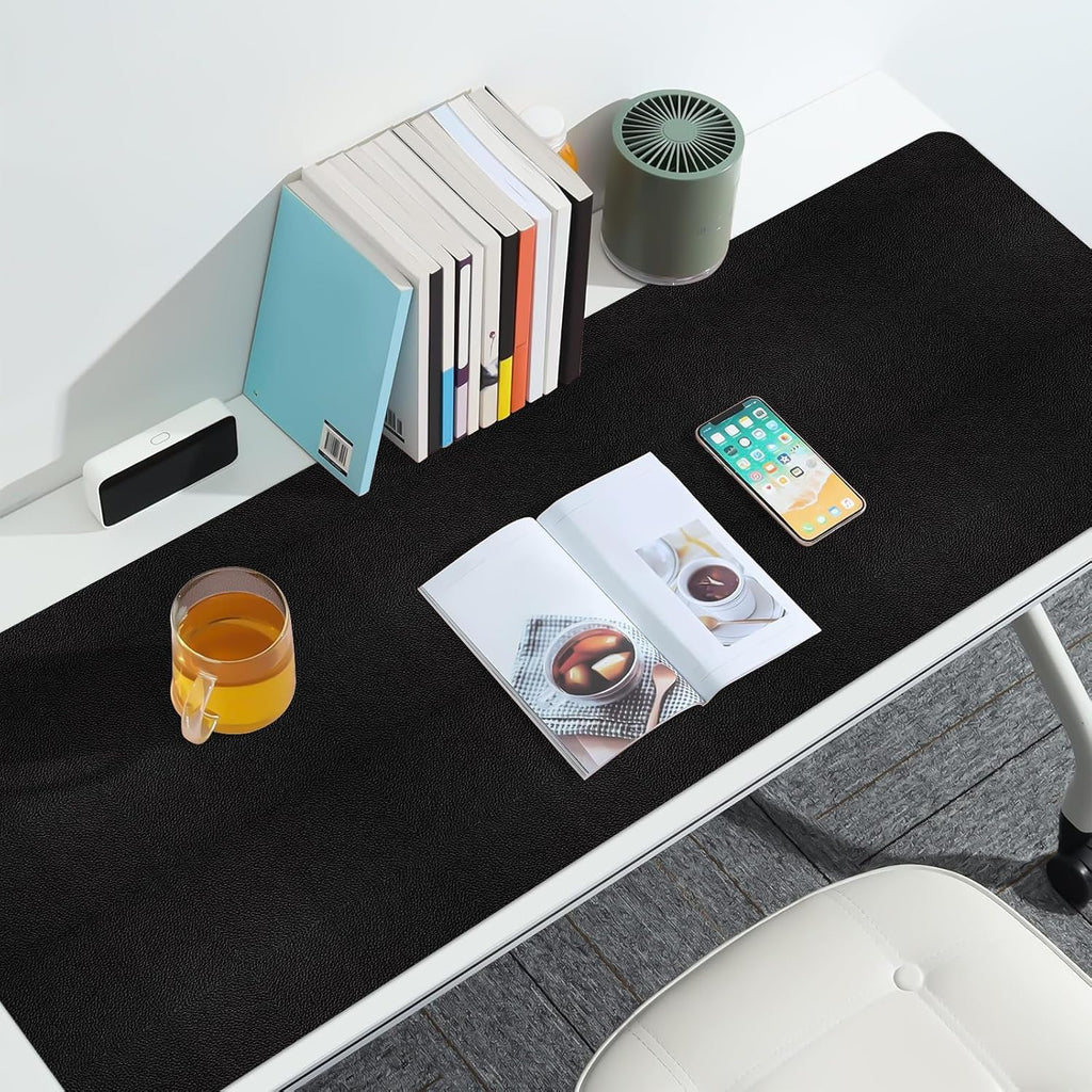Leather Desk Pad Mat, Large Black Desk Mat, 47.2" x 16.9" - Image 3