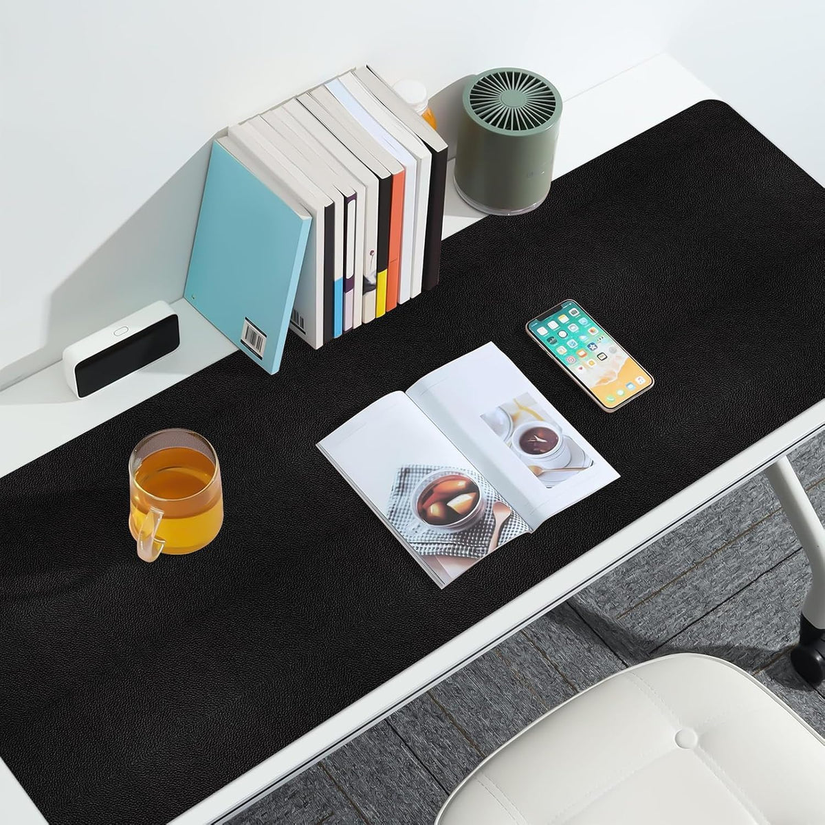 Leather Desk Pad Mat, Large Black Desk Mat, 47.2" x 16.9" - Image 3
