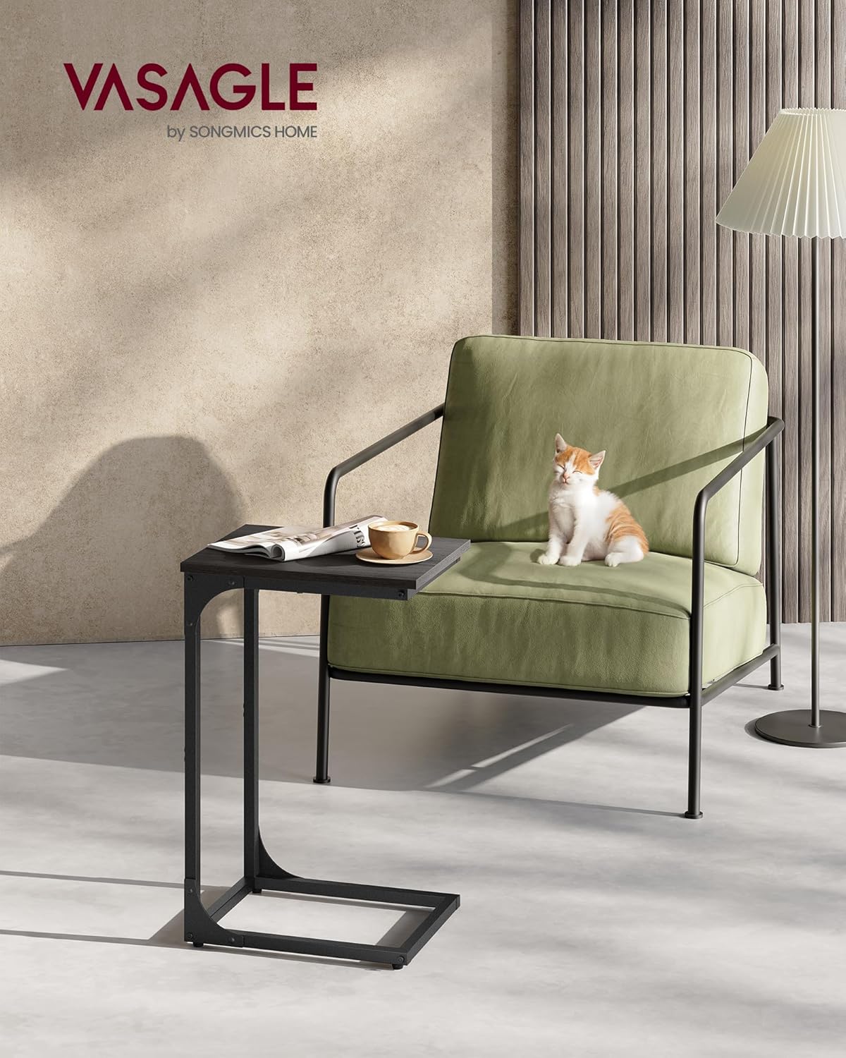 VASAGLE C-Shaped End Table, Small Sofa Side Table with Metal Frame - Image 2