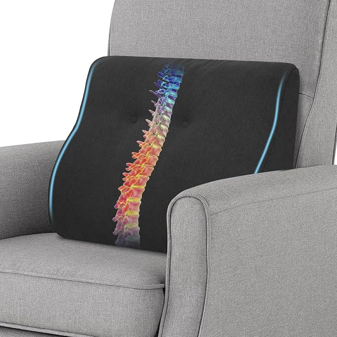 baibu Patented Dual-Layer Memory Foam Lumbar Pillow for Recliner, Black | Ergonomic back support for recliners, sofas, and gaming chairs with a removable machine-washable cover for easy care. by baibu