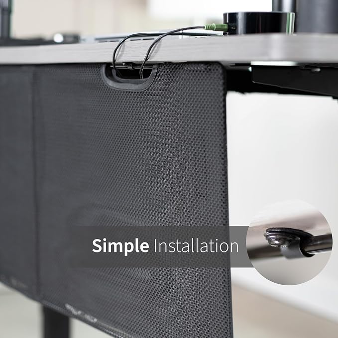 VIVO Black 30 inch Under Desk Privacy and Cable Management Organizer Sleeve, Wire Hider Kit Panel System, DESK-SKIRT-30 - Image 8