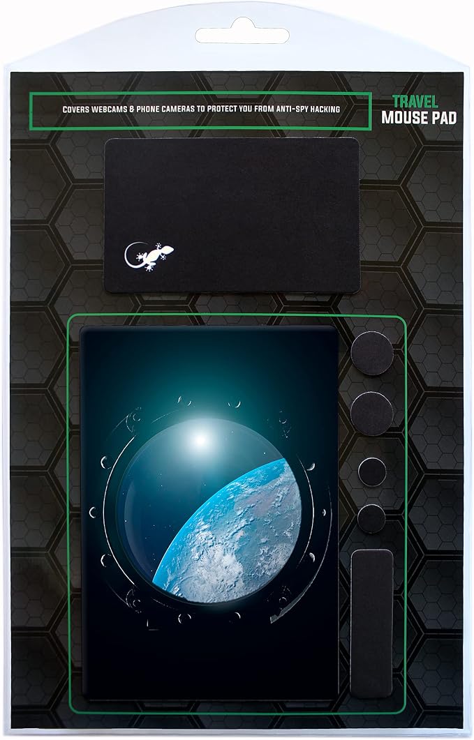 Mouse Pad Adhesive Bottom - Sticks to Any Surface - Portable - Webcam Covers and Screen Cleaner Included (Space Window) - Image 9