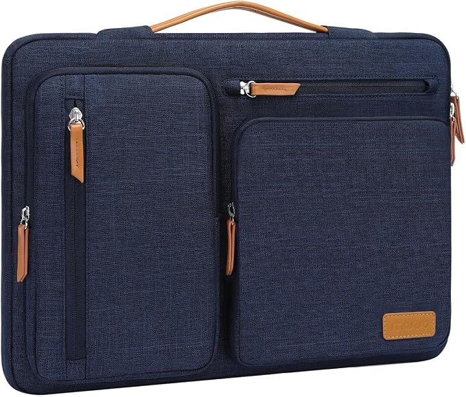 MOSISO 360 Protective Laptop Case 15 inch, 15 inch Laptop Sleeve | Compatible with MacBook Air M5 M4 M3 M2 2026-2023, Dell XPS Plus, Side Open Carrying Case with 4 Zipper Pockets, Navy Blue by MOSISO