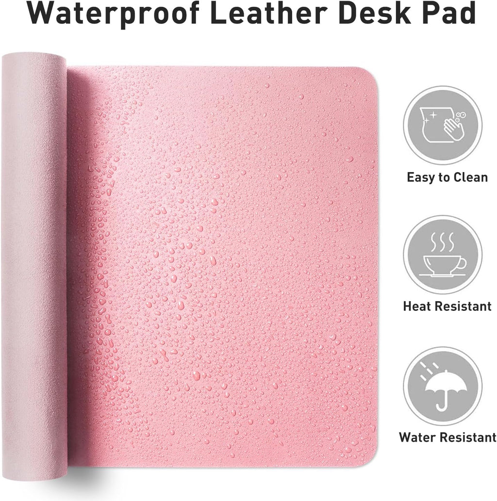 Aothia Faux Leather Desk Mat - Non-Slip PU Leather Desk Blotter, Waterproof Writing Surface, Large Desk Pad for Office & Home (Fairy Pink, 55" x 17") - Image 7