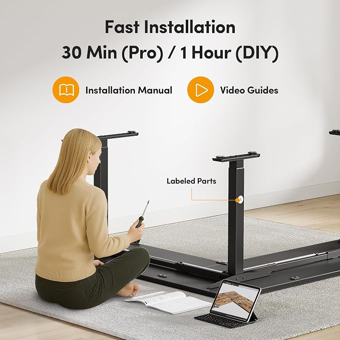 CubiCubi 75“ x 63" L Shaped Standing Desk Adjustable Height, Electric Corner Desk, Sit Stand Home Office Desk with Splice Board, Black - Image 8