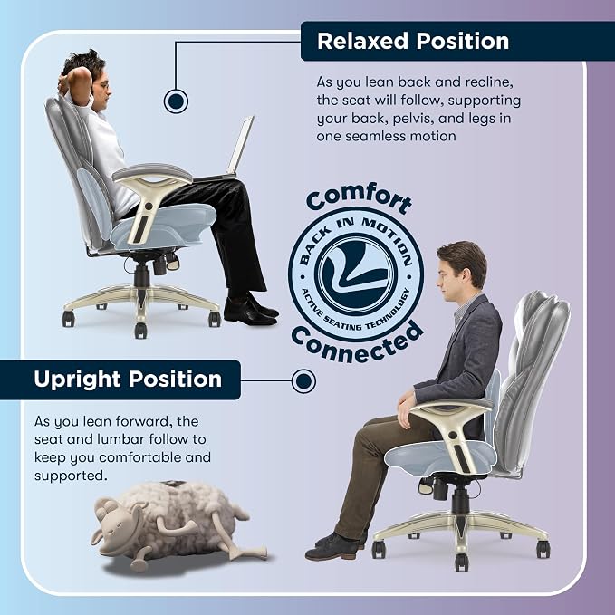 Serta Ergonomic Home Office Chair Pivot Lumbar Support, Leather Desk Chair | Claremont, Adjustable Arms, Height & Tilt, Foam Seat & Headrest Cushion, Work From Home Gaming Chair lower Back Pain, Gray - Image 5