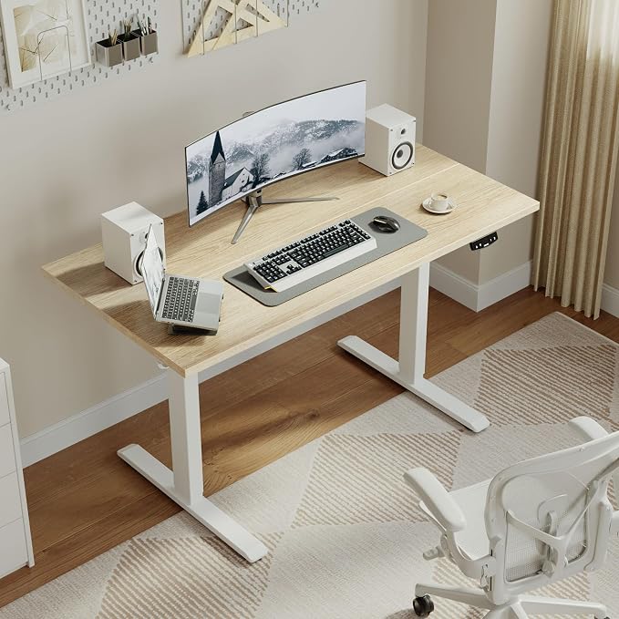 Agilestic 48 * 24 Inch Height Adjustable Electric Standing Desk, Maple | Sit Stand Up Computer Desk, Memory Presets, Stable Steel Frame,154 lbs, Easy Assembly, Splice Board, Home Office, Studying - Image 2