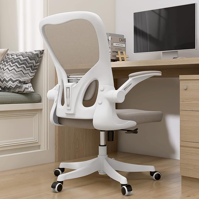 Monhey Ergonomic Office Desk Chair with Lumbar Support, High Back (Khaki) | 90°-125° Tilt Lock, 360° Swivel, Mute Wheels, High Back, Breathable Mesh, Foldable Armrests, Home Office Use by Monhey-EasyErgonomicChair
