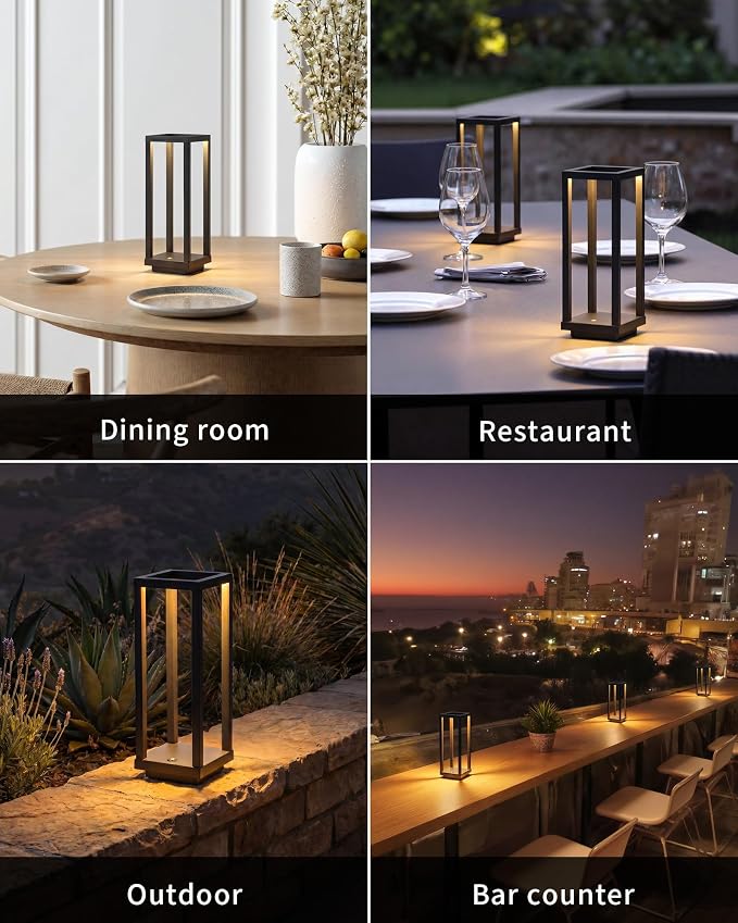 PUSU Cordless Waterproof Table Lamps, Black Outdoor Rechargeable Desk Lamp | 4000mAh Battery Operated, 2700K 3-Level Dimmable, Portable LED Lighting for Patio, Camping, Bedroom, Night Light - Image 6