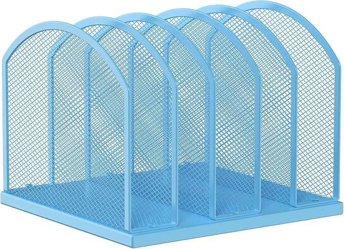 Gawerk 5-Section Vertical Desktop Organizer, 5-Section Mesh File Folder Stand Sorter for Office Home Classroom Organization by Gawerk