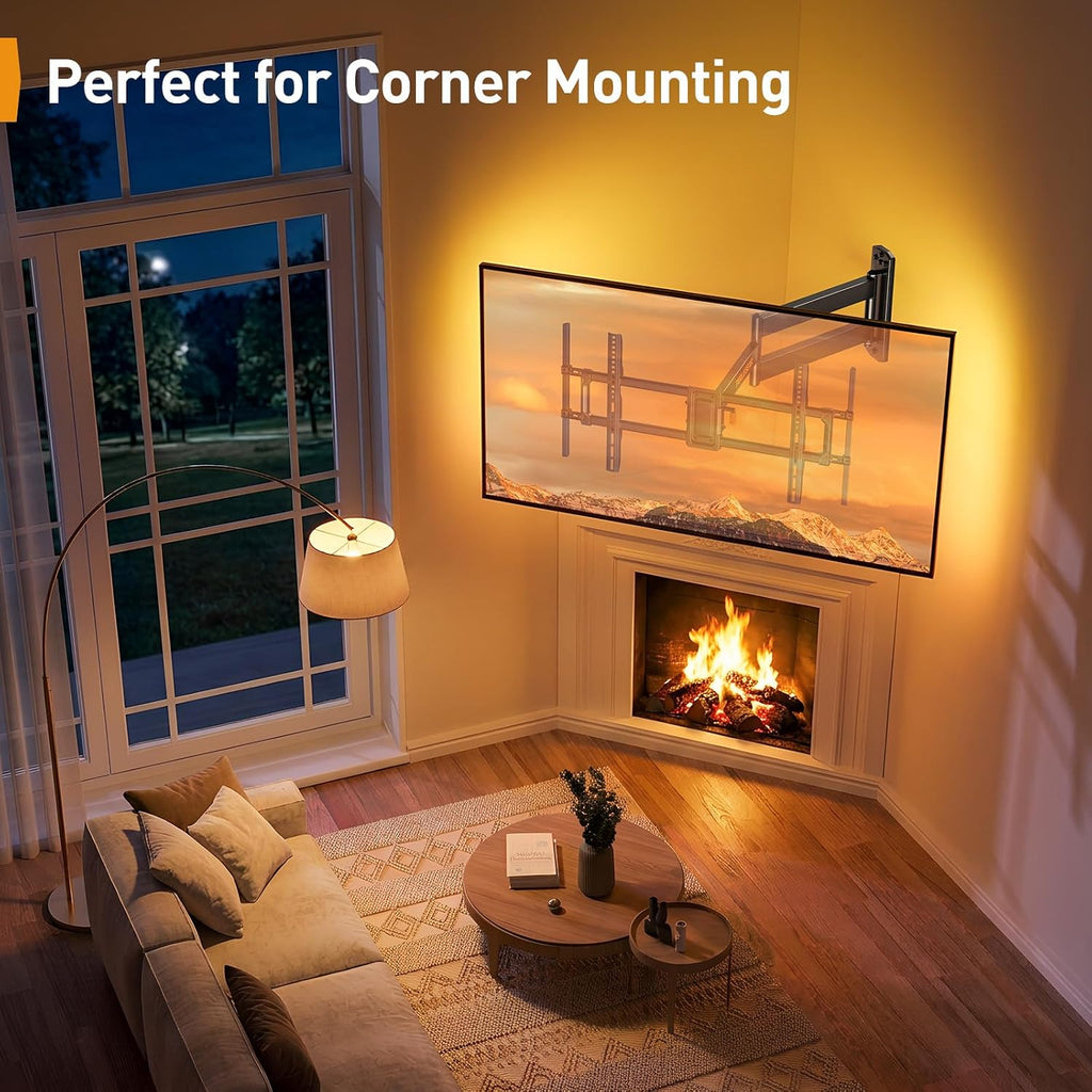 Perlegear Corner TV Wall Mount Long Arm with LED Backlight for 39-75" TVs - Image 6