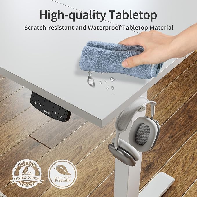 Agilestic 55 * 24 Inch Height Adjustable Electric Standing Desk, White | Sit Stand Up Computer Desk, Memory Presets, Stable Steel Frame,154 lbs, Easy Assembly, Splice Board, Home Office, Studying - Image 5