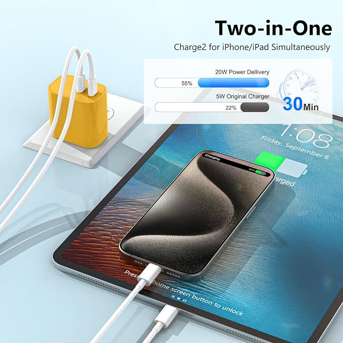 USB C Charger Block 3 Pack, Dual Port 20W Fast Wall Plug(Orange Yellow) | 20W PD fast charging USB C block for iPhone 17 16 15 14 13 12 11, iPad Pro, iPad Air, AirPods and Apple Watch. - Image 2
