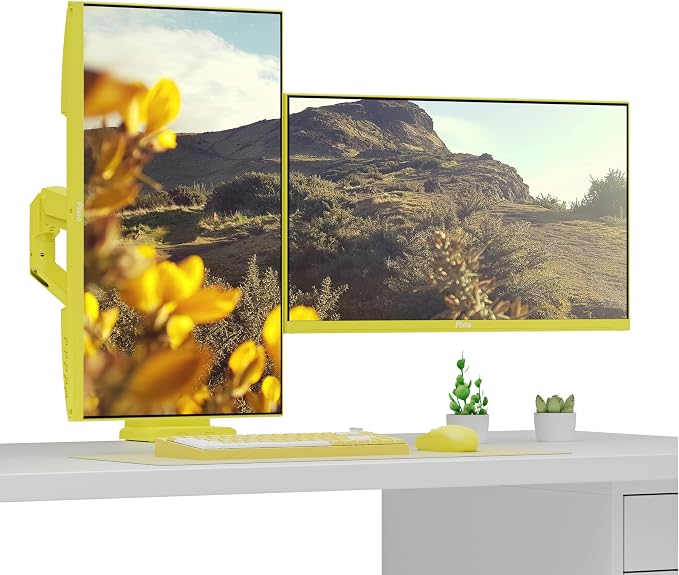 Pixio PS1D Wave Yellow Dual Monitor Arm Stand Desk Mount - Fits up to 32 inches Monitors and up to 19.8lbs. VESA Compatibility and Integrated Cable Management - Image 7
