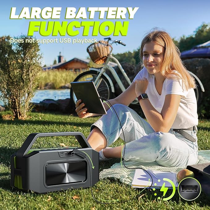 W-KING Bluetooth Speaker 100W Max IPX6 Waterproof Outdoor Portable Loud | 108dB Large Rugged Floating Wireless Boombox Beach Pool Camping Essentials, 60W Deep Bass Radiator EQ, 40H, 2 Pairing, TF AUX - Image 7