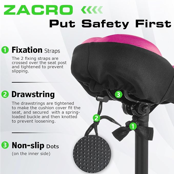 Zacro Bike Seat Cushion - Gel Padded Bike Seat Cover for Men Women Comfort, Extra Soft Exercise Bicycle Seat Compatible with Peloton, Outdoor & Indoor Bike Saddles - Image 5