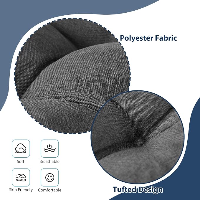 IASEAHK Chair Cushions for Dining Chairs, Seat Cushions for Kitchen Chairs, Indoor Seat Cushions with Ties, Tufted Foam Chair Pads, Non Slip Chair Cushions Set of 4, 15.5" x 15.5" x 4", Dark Grey - Image 3