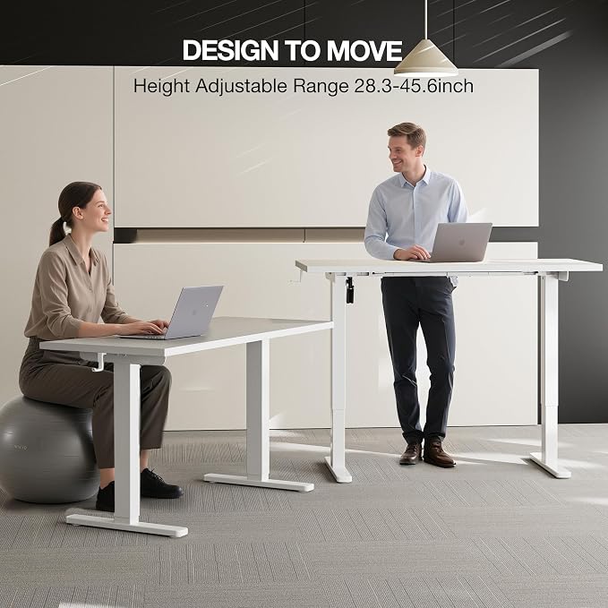 Electric Standing Desk with Cable Management,White Height Adjustable Desk with Memory Presets, Sit Stand Table for Work from Home, Ergonomic Computer Desk,63 x 24 inch - Image 8