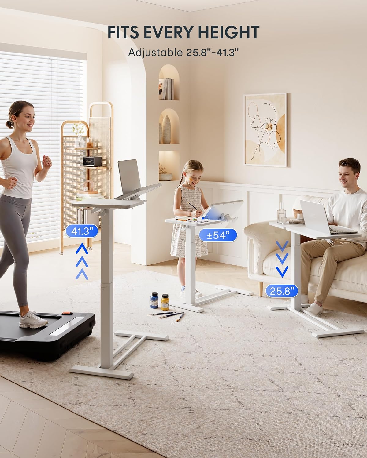 FLEXISPOT 32" Gas Spring C Table with Split Tilting Top,Mobile Side Table - Image 2
