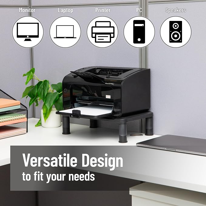 Mind Reader Monitor Stand, Height Adjustable, Laptop, Computer, Riser, Office, Set of 2, Black - Image 4