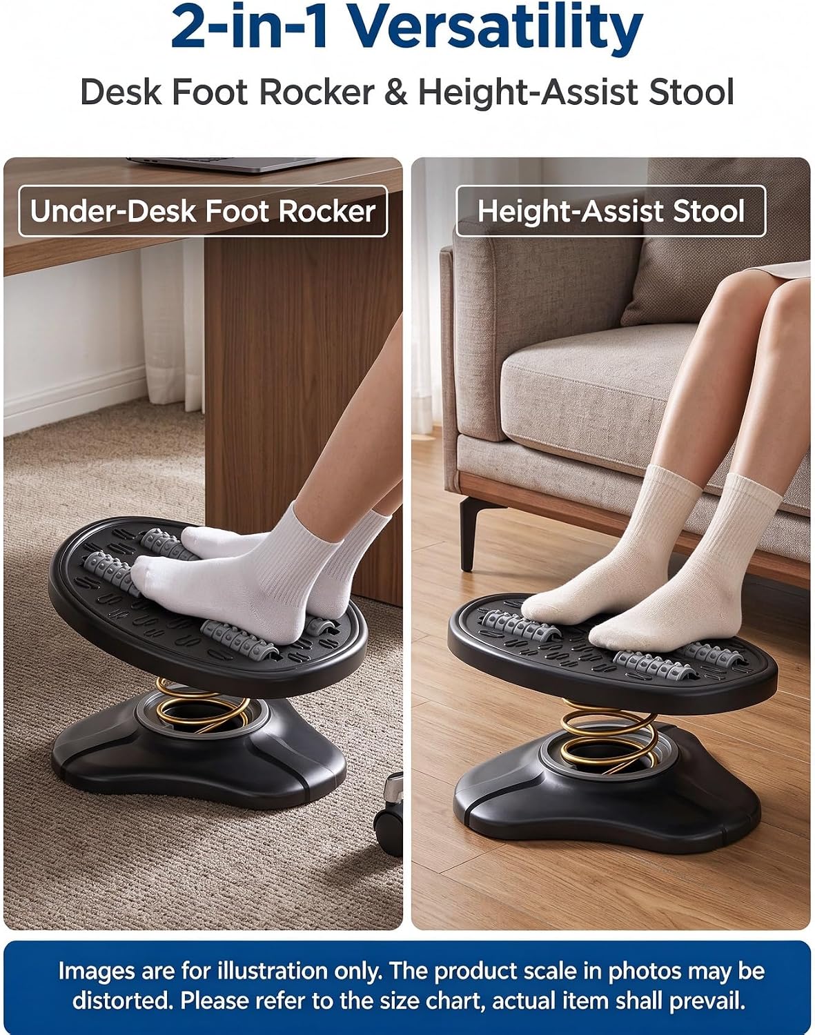 Foot Rest Under Desk 360° Rocking Footrest with Massage Rollers - Image 4