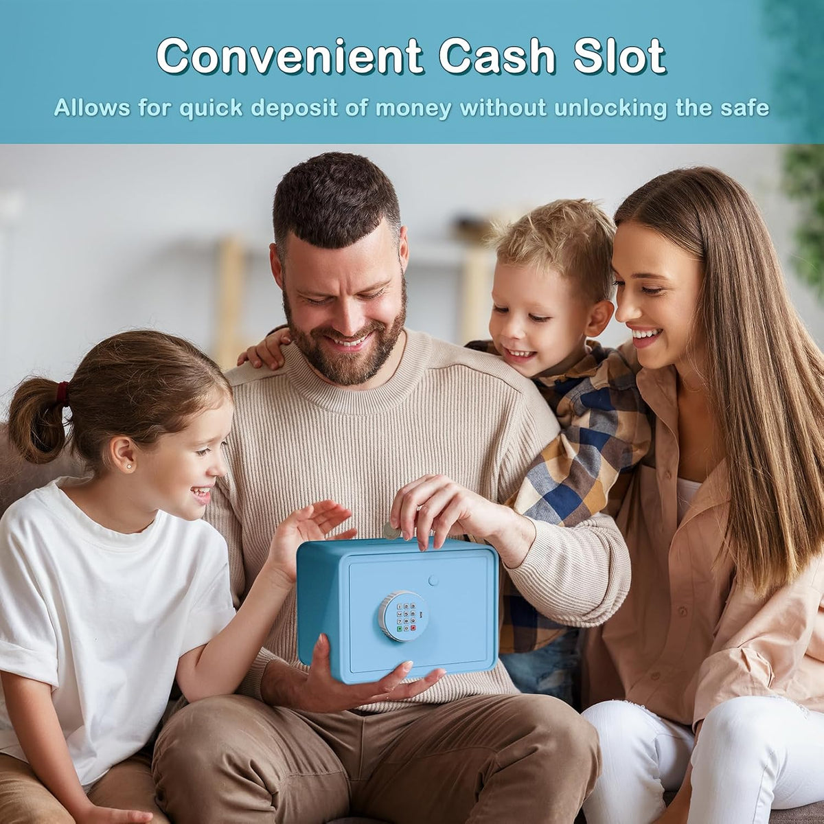 Goldenkey Kids Mini Safe Small Cash Box, Money Security Safe, Piggy Bank - Image 2