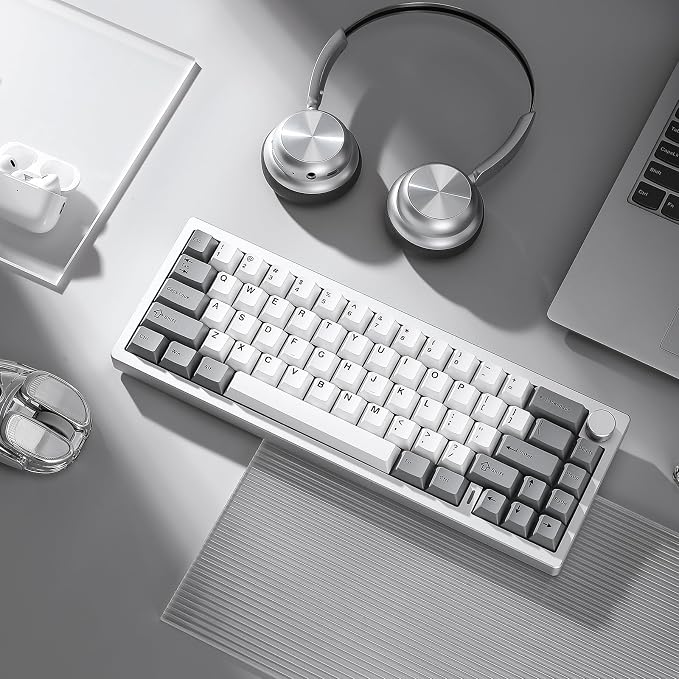 YUNZII AL68 Aluminum Wireless Mechanical Keyboard(Silver,Cocoa Cream V2) | QMK/VIA, Function Knob, Gasket Mount, RGB Backlit, Creamy Pre-lubed Switches, BT/2.4G/USB-C, for Gaming/Mac/Win - Image 8