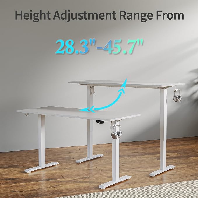 Agilestic 40 * 24 Inch Height Adjustable Electric Standing Desk, White | Sit Stand Up Computer Desk, Memory Presets, Stable Steel Frame,154 lbs, Easy Assembly, Splice Board, Home Office, Studying - Image 8