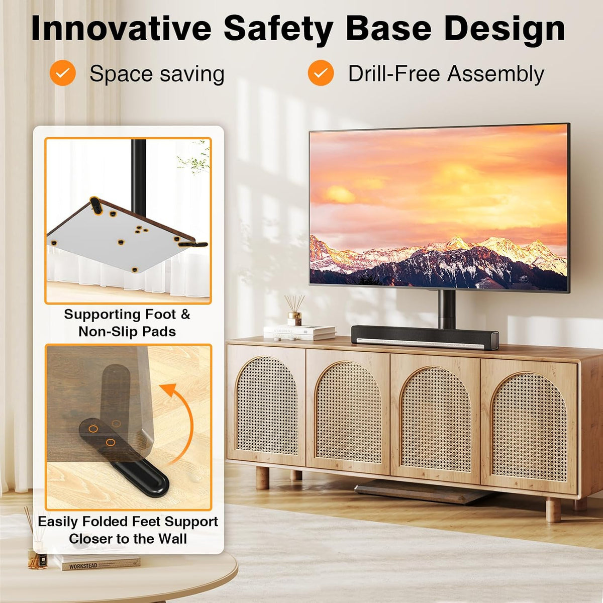 Universal Floor TV Stand with Mount for Most 32-65 Inch TV up to 99lbs - Image 4